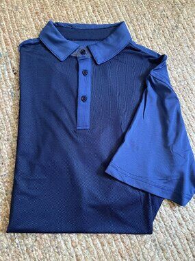 Head Golf Men's Blue Performance Polo Shirt Medium Moisture Wicking Stretch NWT